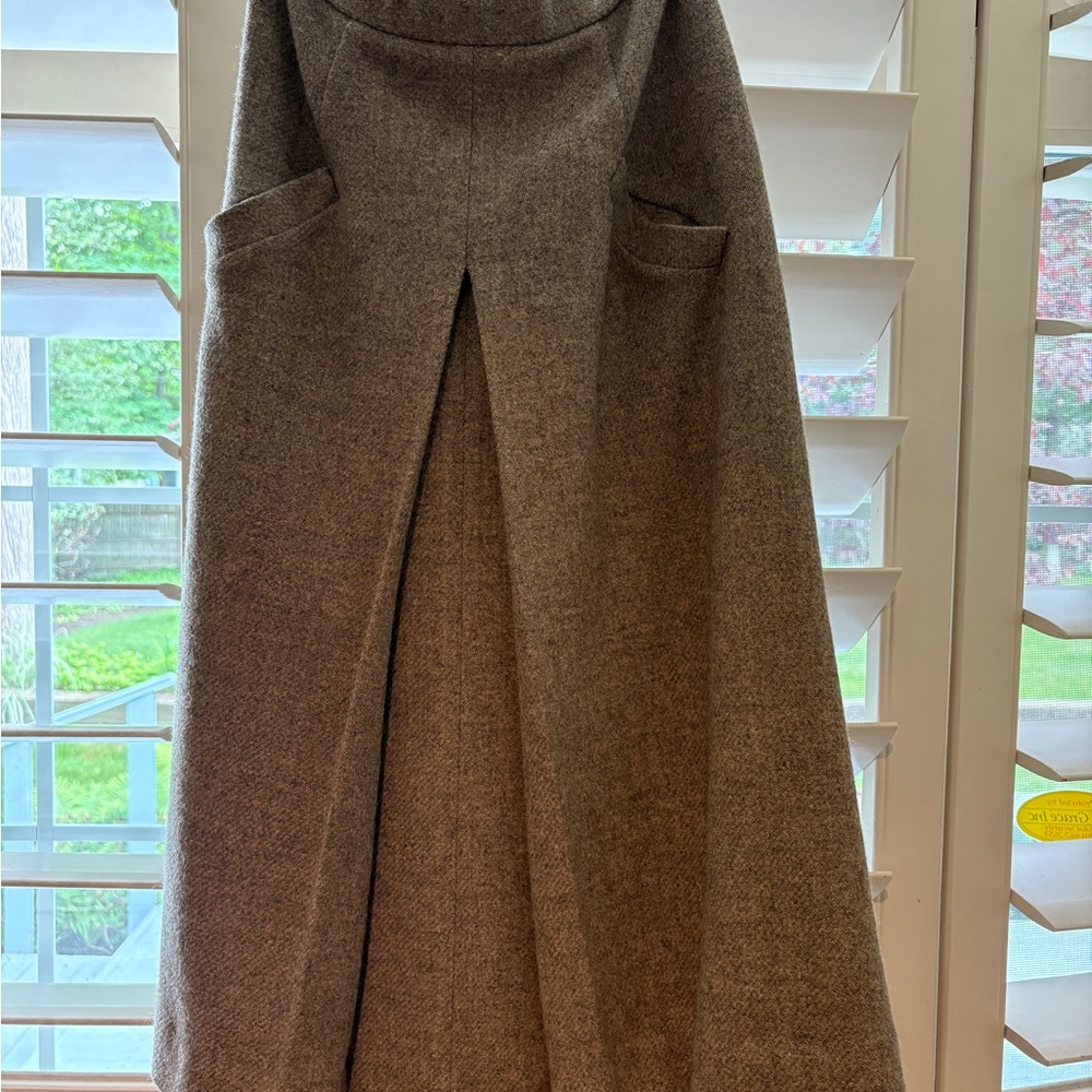 Vintage Halston sportswear Brown Midi A-Line Pleated Skirt